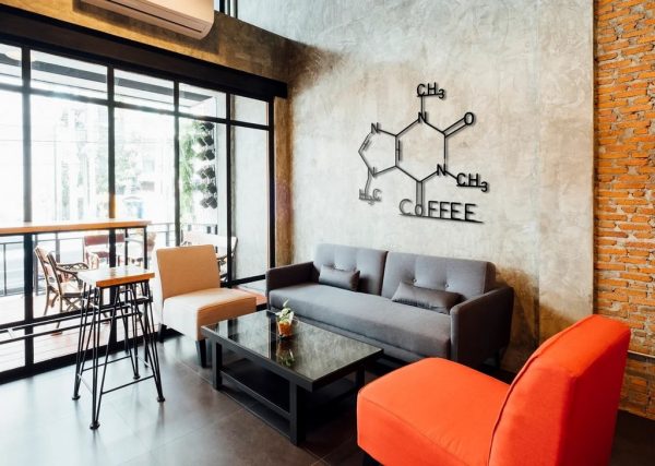 Coffee Formula Metal Wall Art Laser Cut Metal Sign Biology Chemistry Art Decoration