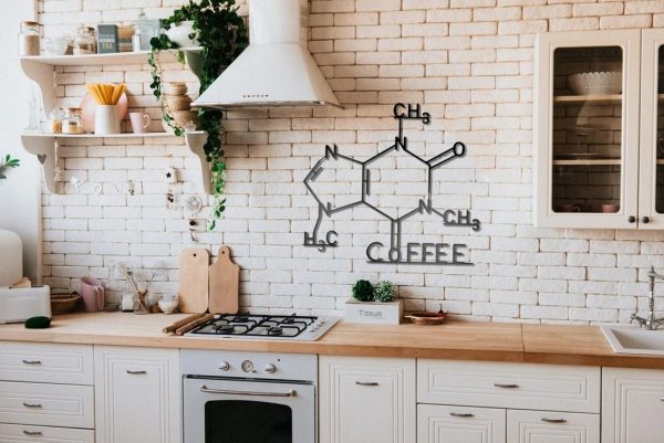 Coffee Formula Metal Wall Art Laser Cut Metal Sign Biology Chemistry Art Decoration