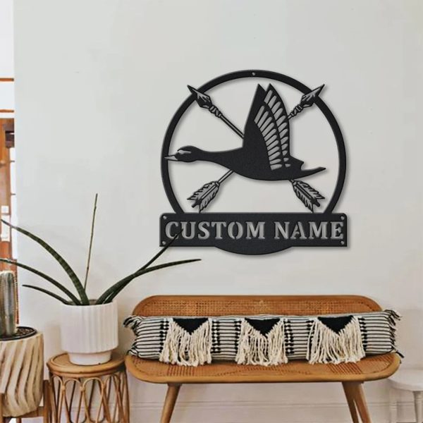 Cross Archery Personalized Duck Hunting Metal Sign Custom Name Hunter Sign Wall Decor