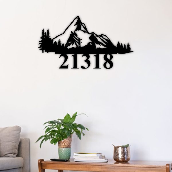 Custom Address Mountain Art Metal Plaque Personalized Address Sign Home Decor