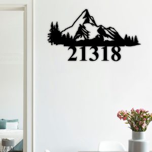 Custom Address Mountain Art Metal Plaque Personalized Address Sign Home Decor