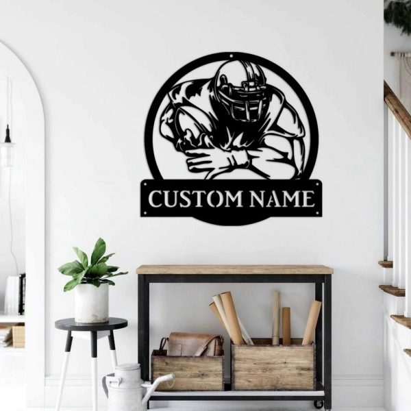 Custom American Football Metal Name Sign Decor Room Gift for Football Lover Fan Gifts