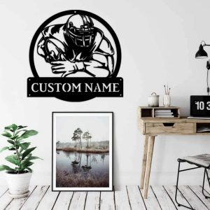 Custom American Football Metal Name Sign Decor Room Gift for Football Lover Fan Gifts 2