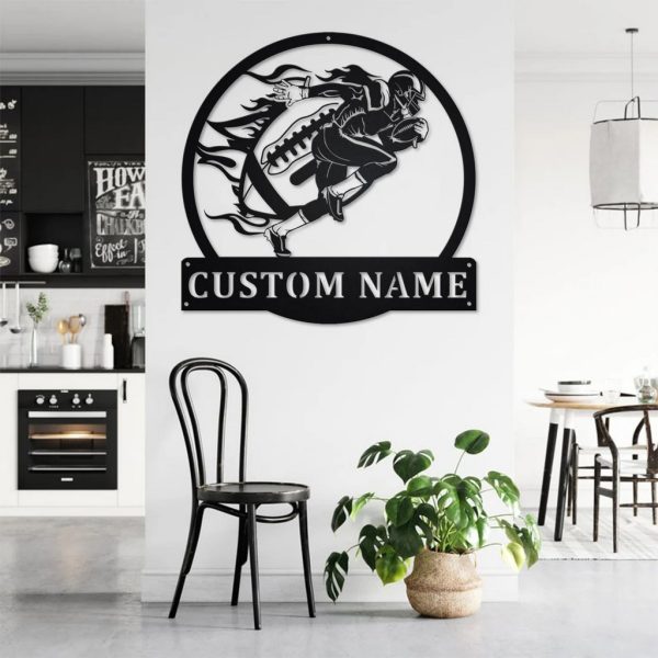 Custom Football Player Metal Sign Wall Art Gift for Football Lover Home Decor