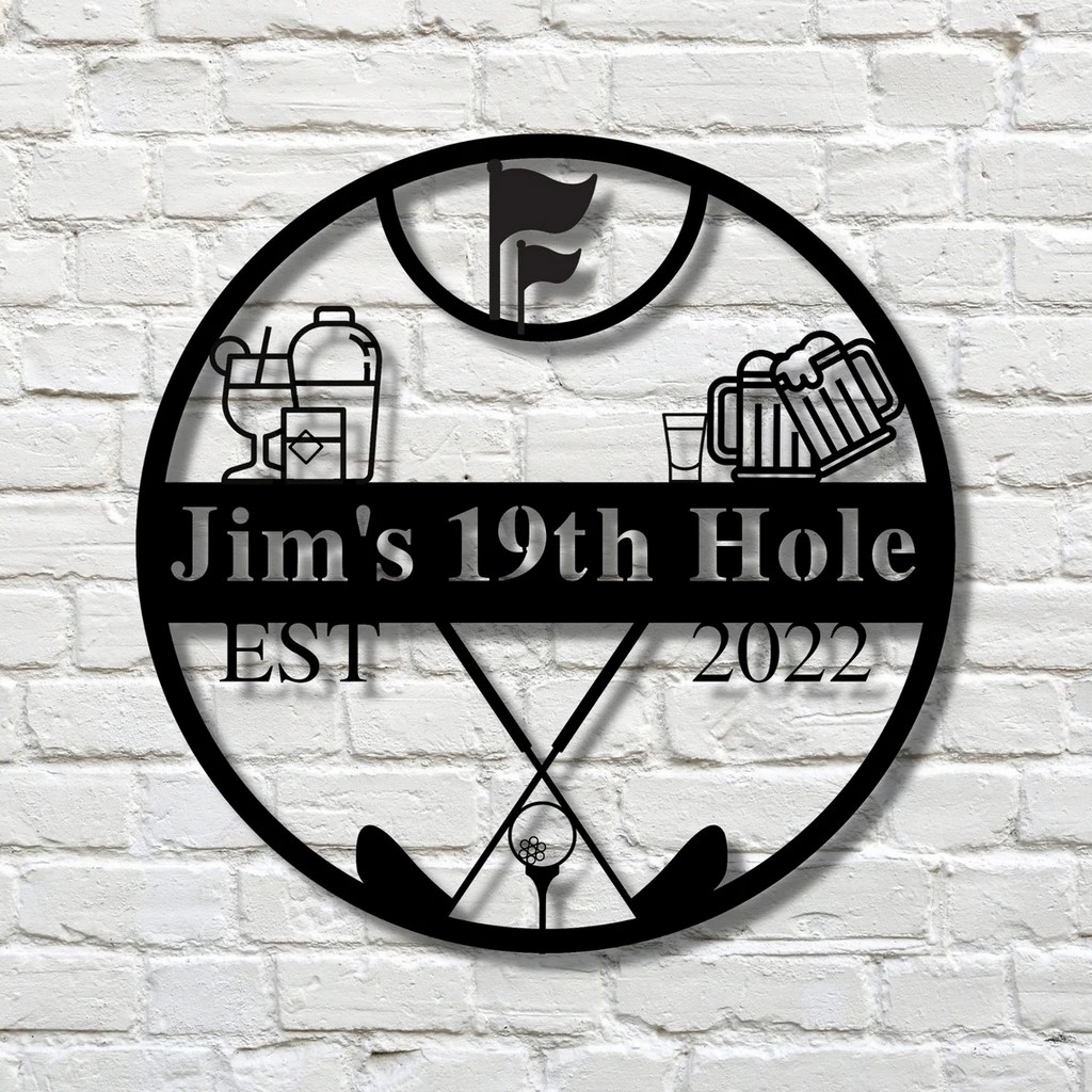 Custom Golf Metal Sign 19th Hole Personalized Golfer Name Signs Gift for Player Metal Golf Signs