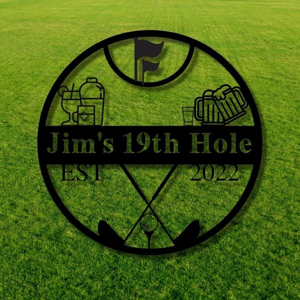 Custom Golf Metal Sign 19th Hole Personalized Golfer Name Signs Gift for Player
