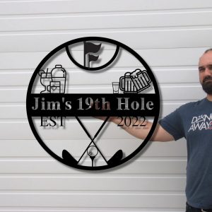 Custom Golf Metal Sign 19th Hole Personalized Golfer Name Signs Gift for Player