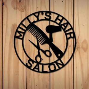 Custom Hair Salon Metal Name Sign Barber Shop Wall Decor Gift for Hair Stylist