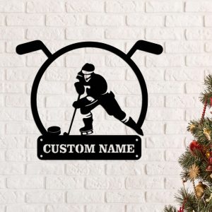 Custom Hockey Player Metal Name Sign Wall Art Decor Home Birthday Gift