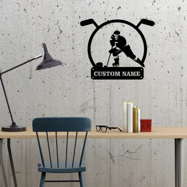 Custom Hockey Player Metal Name Sign Wall Art Decor Home Birthday Gift