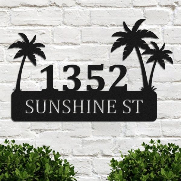 Custom Metal Street Signs, Personalized Palm Tree Metal Yard Art Ourdoor Decor