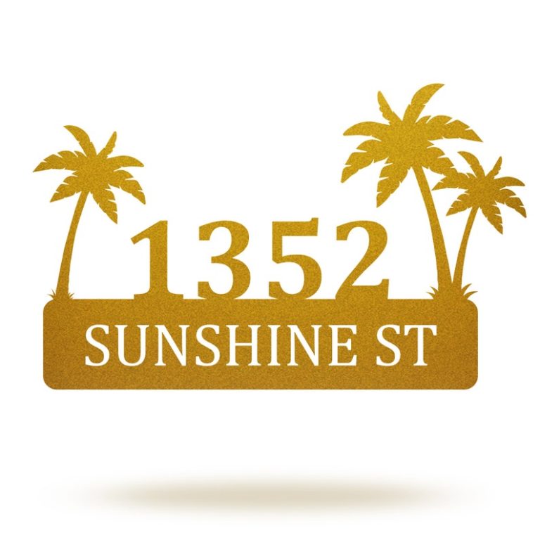 Custom Metal Street Signs, Personalized Palm Tree Metal Yard Art