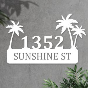 Custom Metal Street Signs Personalized Palm Tree Metal Yard Art Ourdoor Decor 4