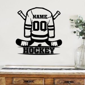 Custom Name Hockey Player Metal Sign Wall Decor Home Gift for Man