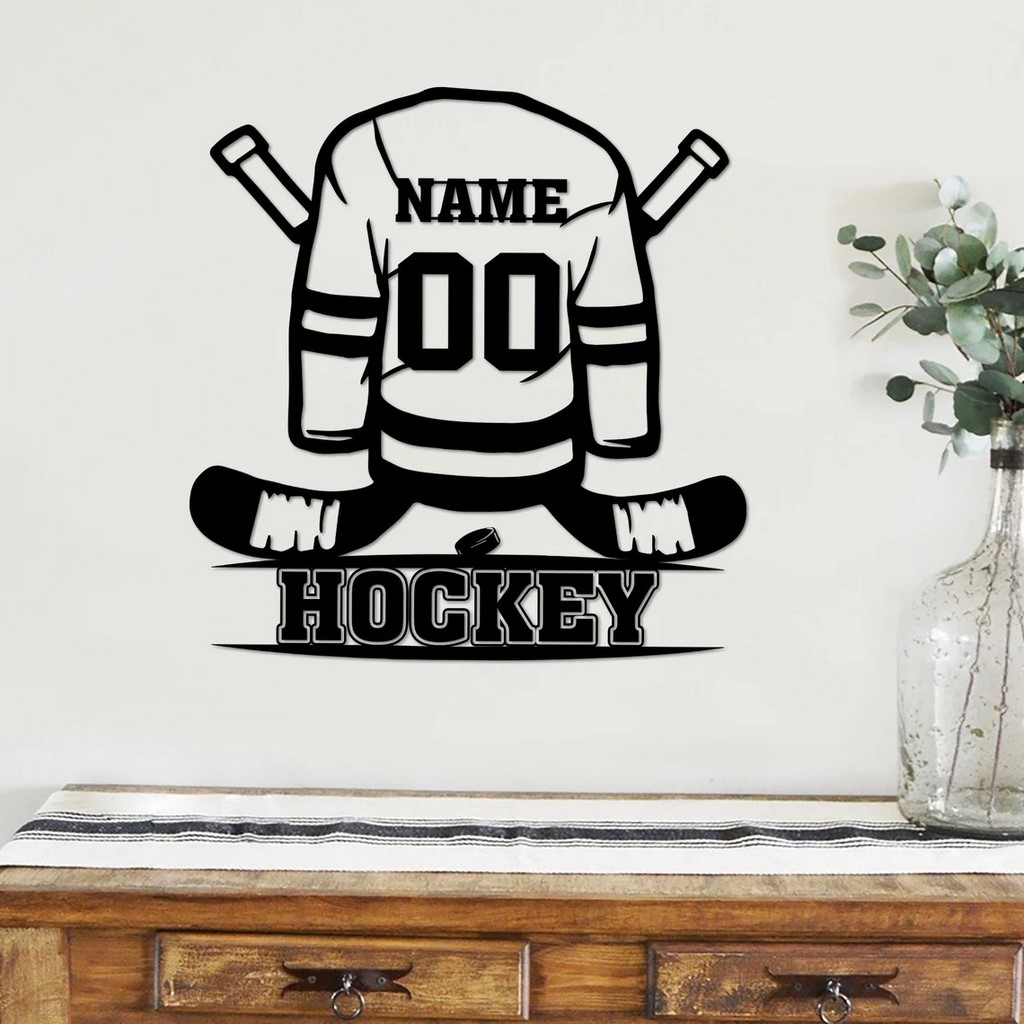 Custom Hockey Metal Wall Art Personalized Hockey Name Sign 