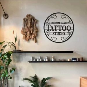 Custom Name Tattoo Studio Sign Tattoo Artist Gift Outdoor Signs Metal Decor 1