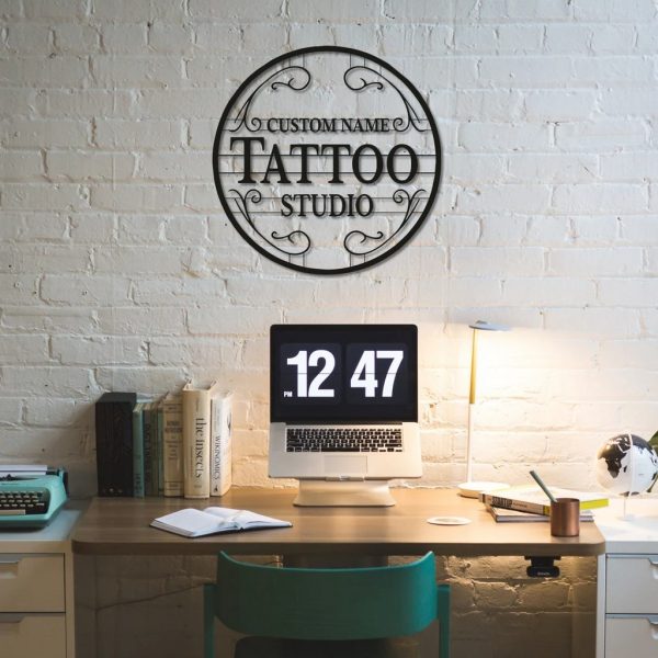 Custom Name Tattoo Studio Sign Tattoo Artist Gift Outdoor Signs Metal Decor