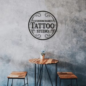 Custom Name Tattoo Studio Sign Tattoo Artist Gift Outdoor Signs Metal Decor 4