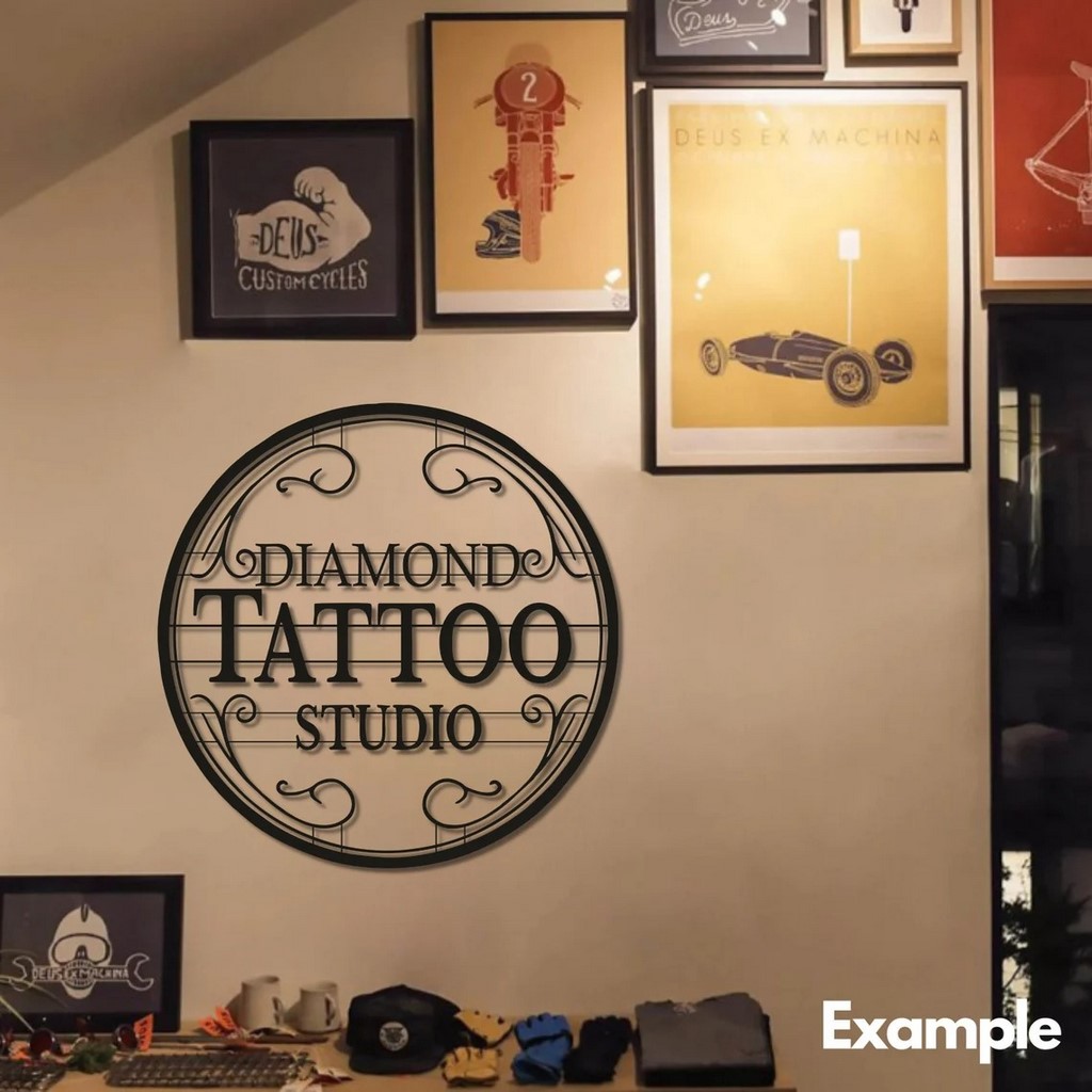 Custom Name Tattoo Studio Sign Tattoo Artist Gift Outdoor Signs Metal Decor  - Custom Laser Cut Metal Art & Signs, Gift & Home Decor