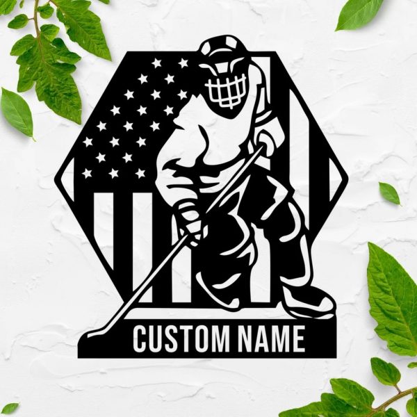 Custom US Ice Hockey Metal Sign Wall Art Decor Home Gift for Hockey Player