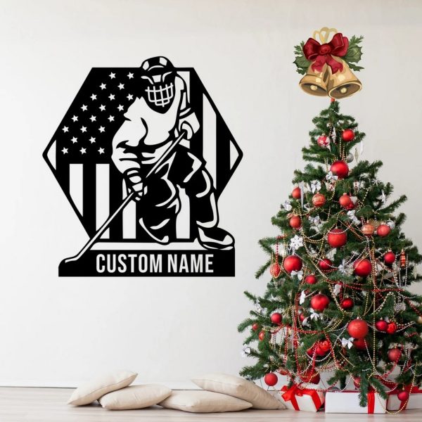 Custom US Ice Hockey Metal Sign Wall Art Decor Home Gift for Hockey Player