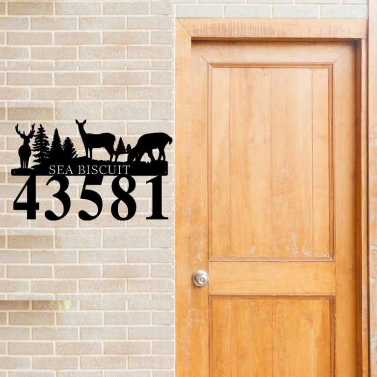 Custom Street Address Sign Modern House Number Signs Outdoor Decor   Deer Address House Number Custom Metal Address Sign Outdoor Decor 0 768x768 