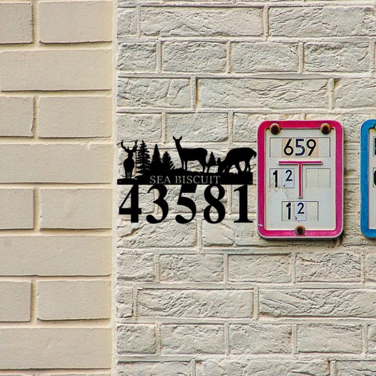 Custom Street Address Sign Modern House Number Signs Outdoor Decor   Deer Address House Number Custom Metal Address Sign Outdoor Decor 1 768x768 