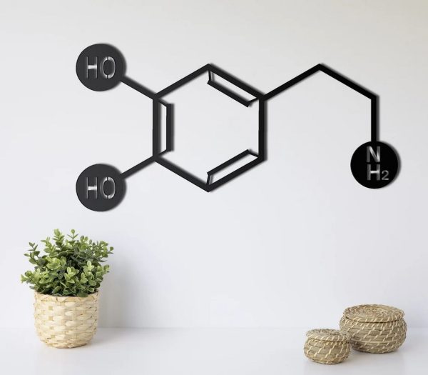 Dopamine Molecule Metal Wall Art Laser Cut Metal Sign Biology Chemistry Art Decor for Room