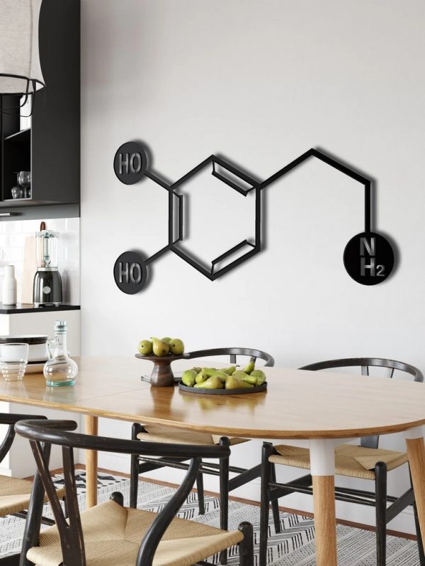 Dopamine Molecule Metal Wall Art Laser Cut Metal Sign Biology Chemistry Art Decor for Room