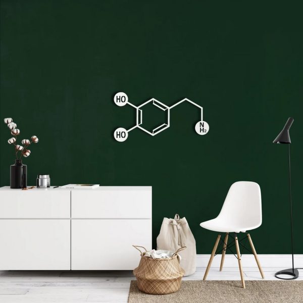 Dopamine Molecule Metal Wall Art Laser Cut Metal Sign Biology Chemistry Art Decor for Room