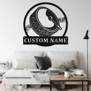Drums Musical Instrument Metal Art Personalized Metal Name Sign Music Room Decor