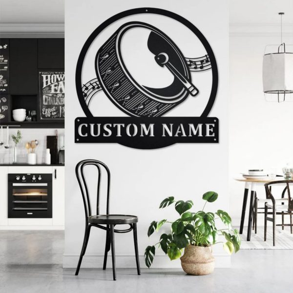 Drums Musical Instrument Metal Art Personalized Metal Name Sign Music Room Decor