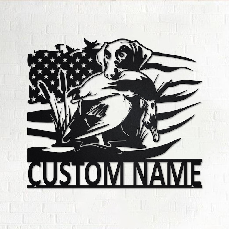 Duck Hunting Metal Wall Art Hunting Dog Personalized Hunter Name Sign