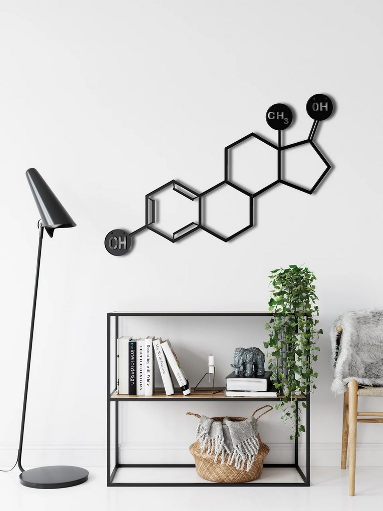 Estrogen Molecule Metal Wall Art Laser Cut Metal Sign Science Art Chemistry Art Decor for Room Science Wall Art