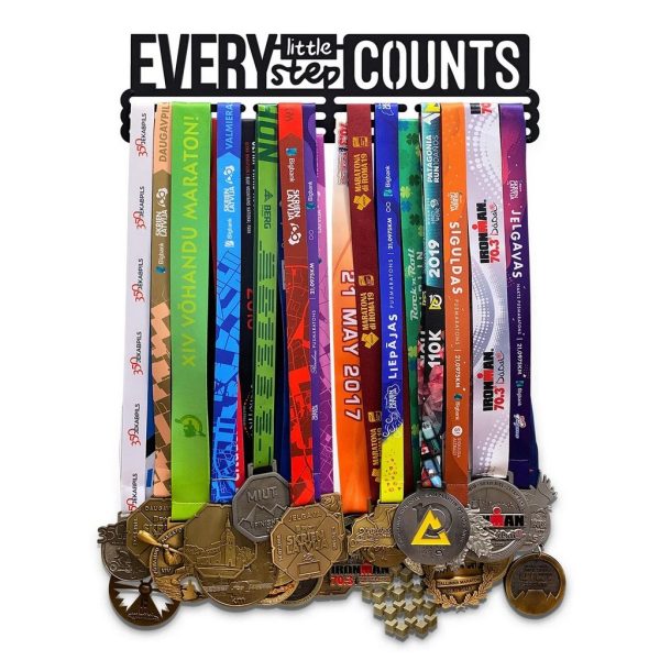 Every Little Step Counts Medal Hanger Display Wall Rack Frame With 12 Hooks for Gymnastics