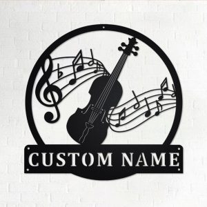 Fiddle Music Metal Art Personalized Metal Name Sign Music Room Decor Gift for Music Teacher 1