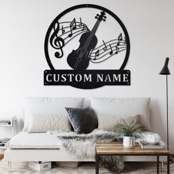 Fiddle Music Metal Art Personalized Metal Name Sign Music Room Decor Gift for Music Teacher