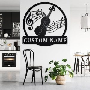 Fiddle Music Metal Art Personalized Metal Name Sign Music Room Decor Gift for Music Teacher 3