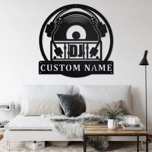 Floral Vinyl Record Metal Art Personalized Metal Name Sign Music Room Decor Gift for DJ 3