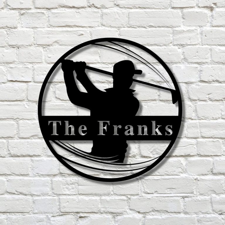 Custom Golfer Metal Name Sign Wall Art Decor Home Gift for Golf Lover