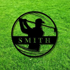 Golf Metal Wall Art 18th Hole Custom Golfer Name Sign Gift for Dad
