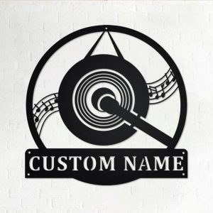 Gong Musical Metal Art Personalized Metal Name Sign Music Room Decor Gift for Gong Player 1
