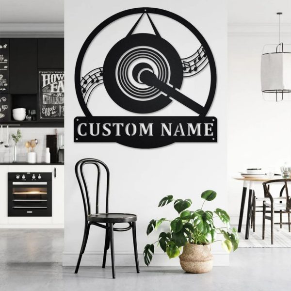 Gong Musical Metal Art Personalized Metal Name Sign Music Room Decor Gift for Gong Player