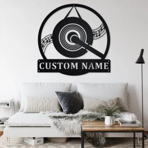 Gong Musical Metal Art Personalized Metal Name Sign Music Room Decor Gift for Gong Player 3