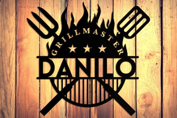 Grill Master BBQ Custom Outdoor Metal Signs Grill Gifts for Dad Backyard Metal Sign