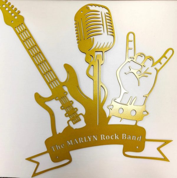Guitar Band Music Metal Art Personalized Metal Name Signs Music Studio Decor
