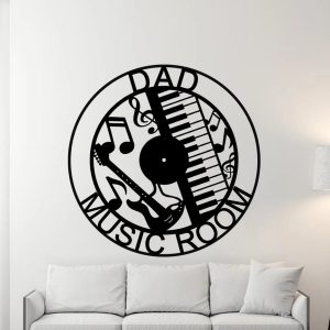 Guitar Drums Keyboard Metal Art Personalized Metal Name Signs Music Room Decor