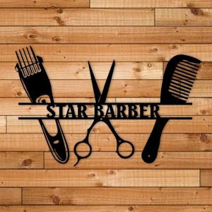 Hairdresser Gift Personalized Metal Wall Art Custom Name Hair Salon Sign Decor for Barber Shop