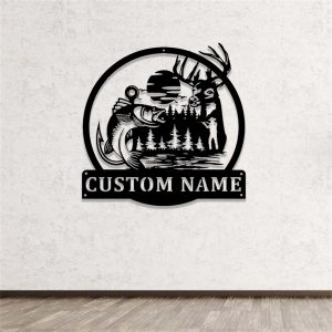 Hunting and Fishing Personalized Metal Sign Custom Hunter Name Signs Wall Decor 1
