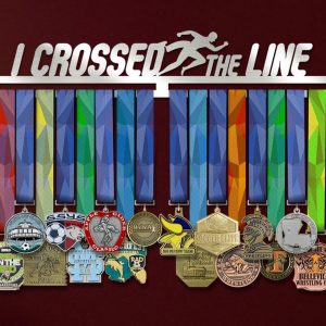 Motivational I Crossed The Line Medal Hanger Display Wall Rack Frame Marathon Gifts for Runner